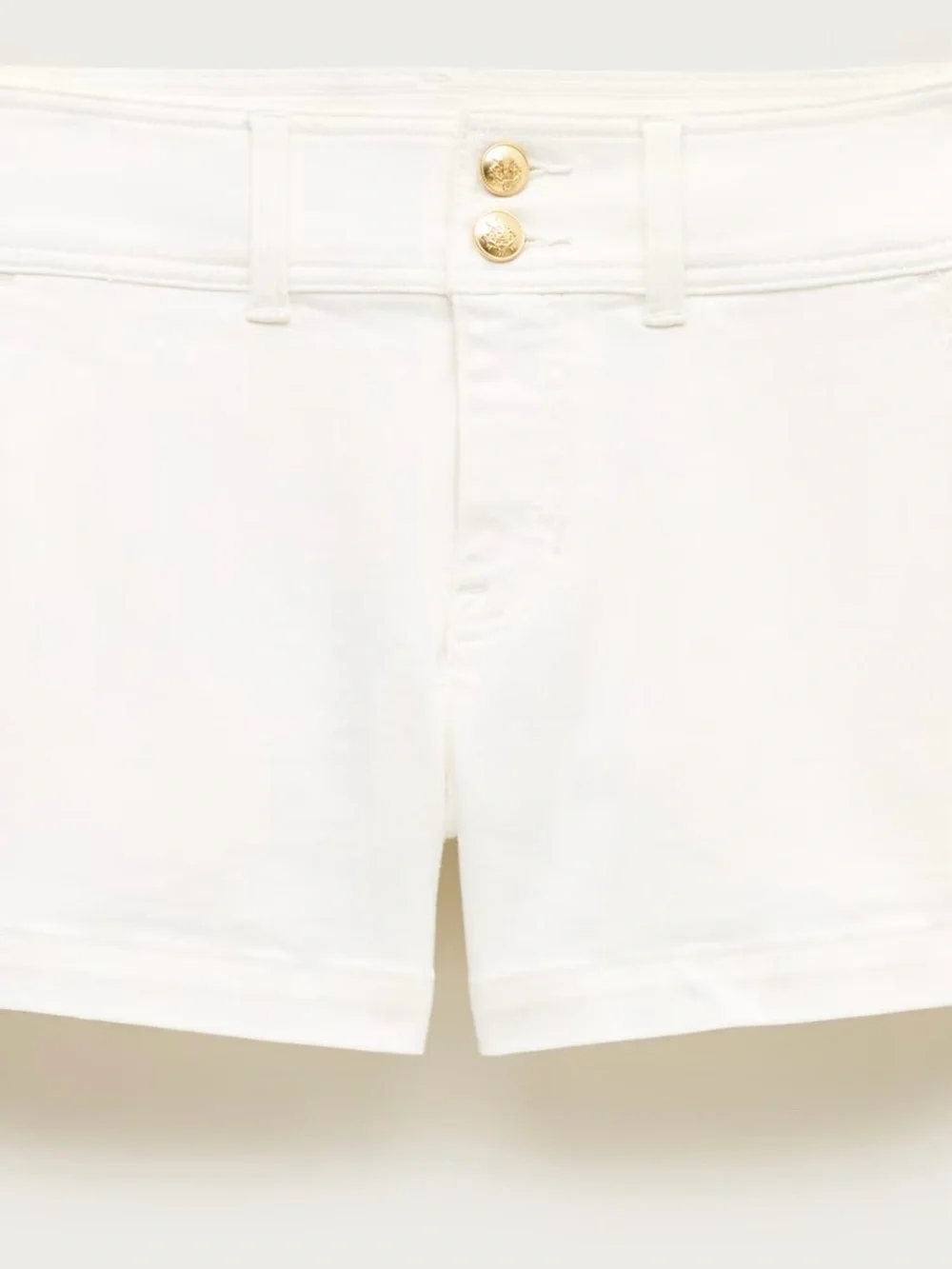 J. Crew White High-Rise Shorts with Gold Buttons